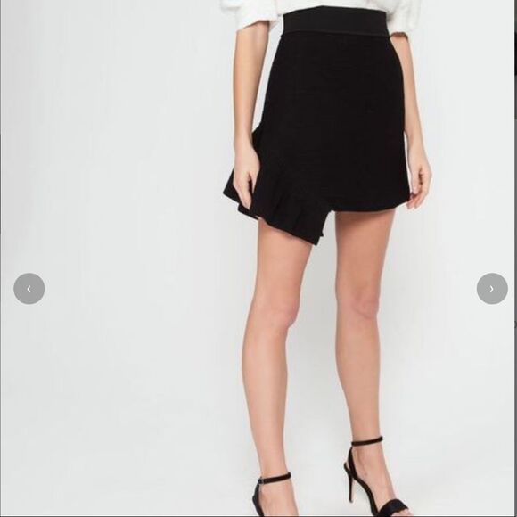 Sandro Asymmetric Skirt with Side Ruffle Black Size Small - Picture 1 of 9